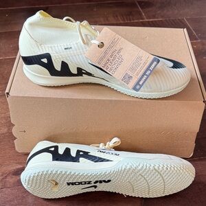 Nike Zoom Indoor Soccer Shoes in Cream and Black